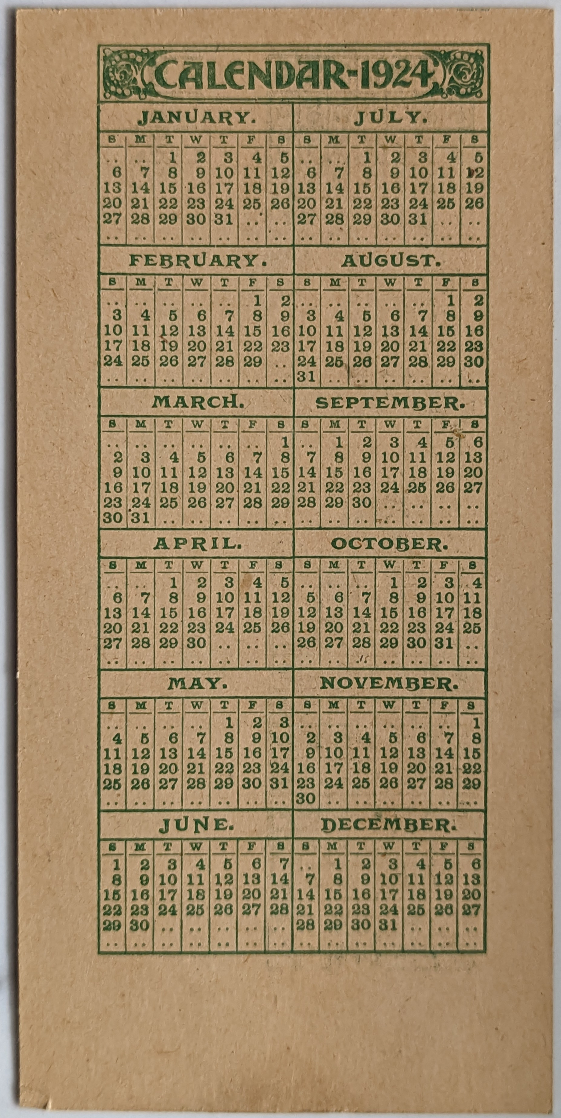 a 1924 calendar