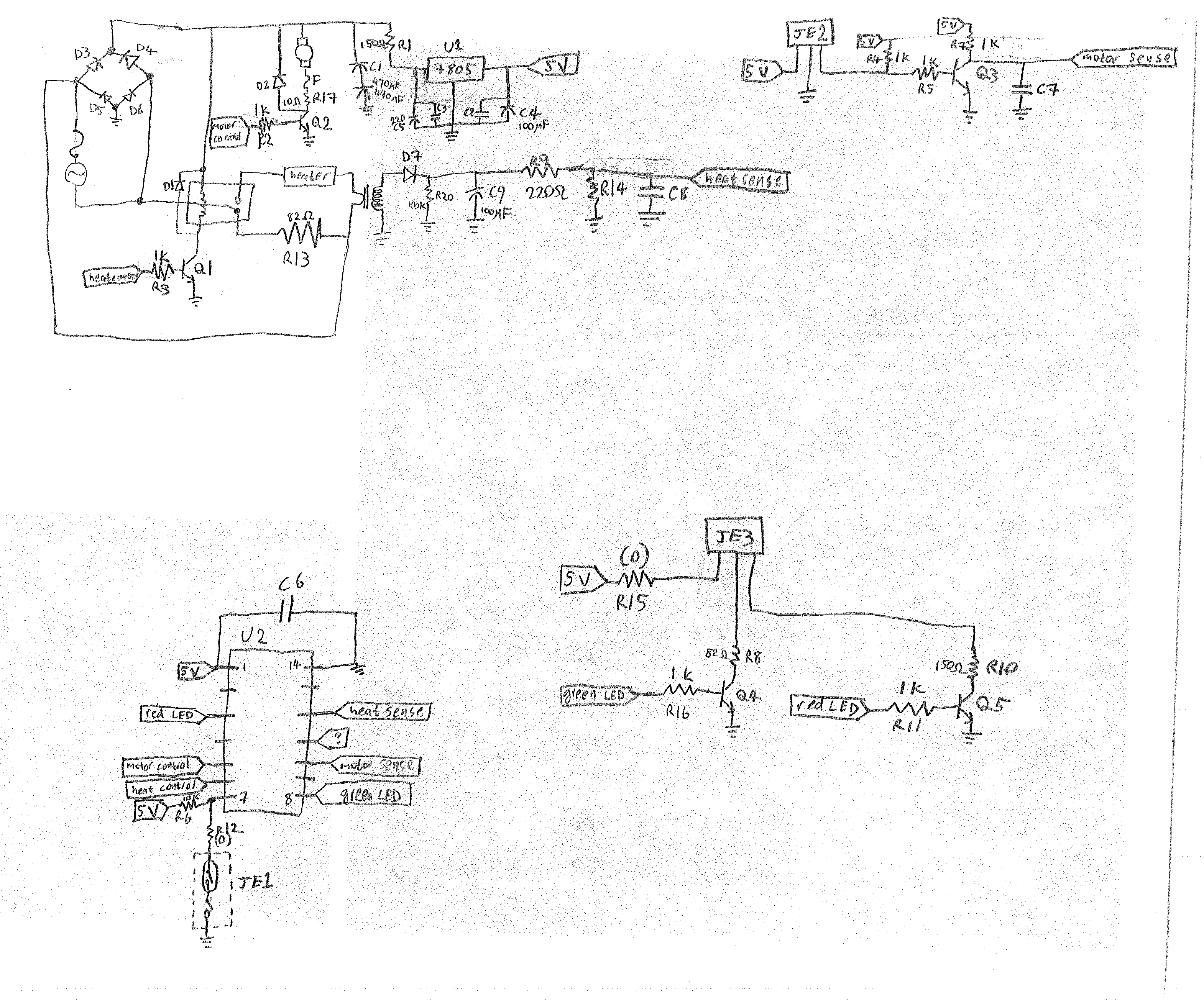 a hand-drawn circuit diagram